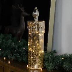 Northlight LED Lighted Dripping Candle Christmas Decoration - 13" Gold -Northlight 2306267878862505184