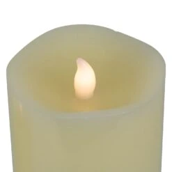 Northlight LED Flickering Flameless Wax Pillar Candles - 8" - Cream - Set Of 3 Ivory -Northlight 2306267879412155616