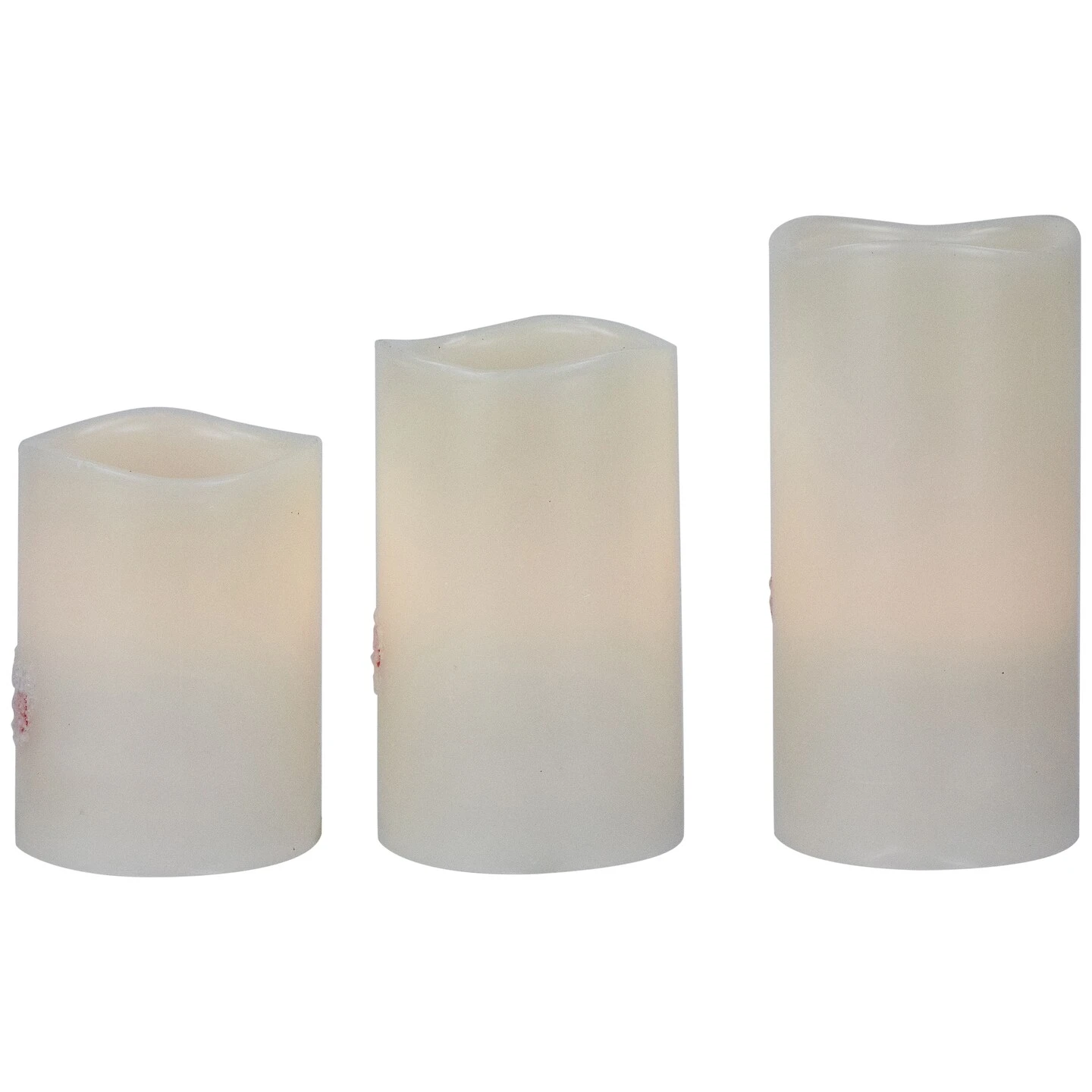 Northlight LED Flameless Frosted "Merry Christmas" Wax Pillar Candles - 6" - Set Of 3 White 9 Northlight LED Flameless Frosted "Merry Christmas" Wax Pillar Candles - 6" - Set Of 3 White - Image 7