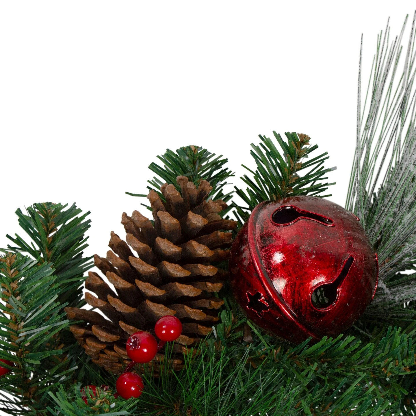 Northlight Double Plaid With Berries And Jingle Bells Artificial Christmas Garland - 6' X 12" Unlit Green 6 Northlight Double Plaid With Berries And Jingle Bells Artificial Christmas Garland - 6' X 12" Unlit Green - Image 4