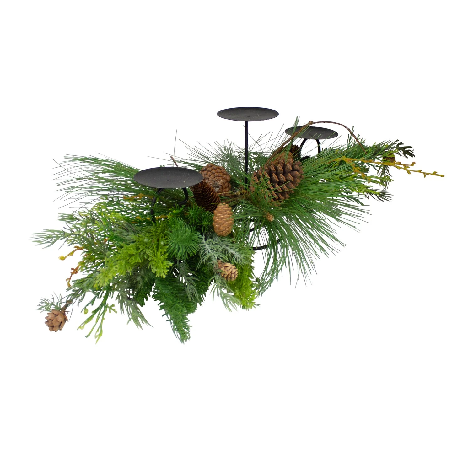 Northlight 32" Brown And Green Artificial Pine Cone And Pine Needle Christmas Candle Holder 5 Northlight 32" Brown And Green Artificial Pine Cone And Pine Needle Christmas Candle Holder - Image 3