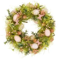 Northlight Easter Eggs With Butterflies Artificial Spring Wreath - 13" Pink