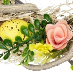 Northlight Flowers And Speckled Eggs Artificial Easter Wreath - 12" Brown -Northlight 2306279007685752848