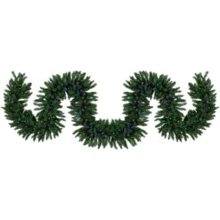 Northlight Pre-Lit Buffalo Fir Christmas Garland - 25' X 20" - Multi-Color LED Lights Green