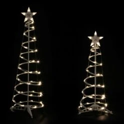 Northlight LED Lighted Spiral Outdoor Christmas Trees - 3' And 4' - Warm White Lights - Set Of 2 -Northlight 2306299956409535024 2