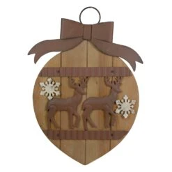 Northlight Rustic Reindeer Christmas Ornament Wall Sign - 17.5" Beige