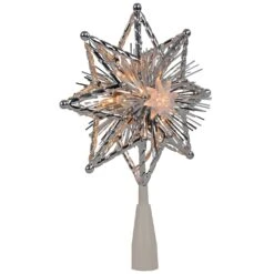 Northlight 8" Lighted Silver Tinsel Star Christmas Tree Topper - Clear Lights, White Wire 14 Northlight 8" Lighted Silver Tinsel Star Christmas Tree Topper - Clear Lights, White Wire -Northlight 2306315552330499296