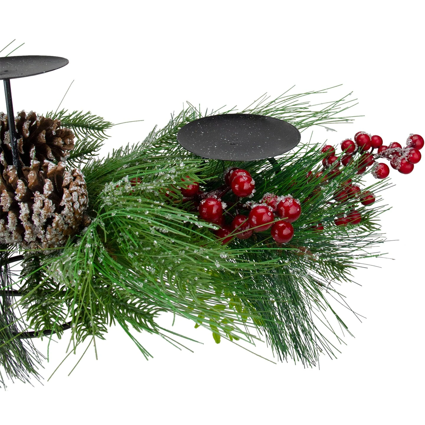 Northlight 32" Iced Mixed Pine, Berries And Pine Cones Christmas Pillar Candle Holder Green 7 Northlight 32" Iced Mixed Pine, Berries And Pine Cones Christmas Pillar Candle Holder Green - Image 5
