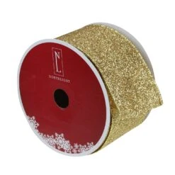 Northlight Shimmering Metallic Gold Christmas Wired Craft Ribbon 2.5" X 16 Yards -Northlight 2306315552712180960