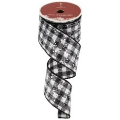 Northlight Black And White Gingham Wired Craft Ribbon 2.5" X 10 Yards -Northlight 2306315553169556704