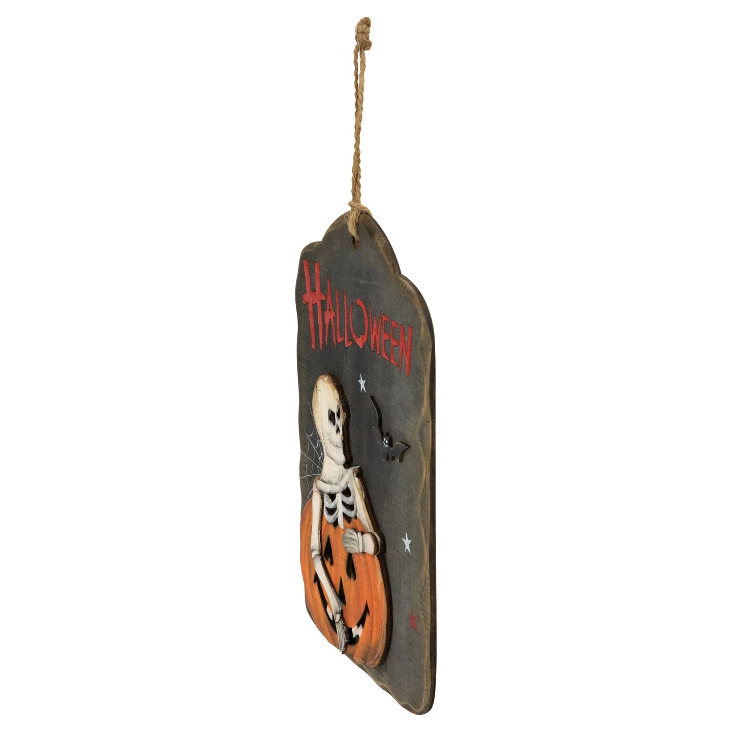 Northlight 9.75" Skeleton And Jack-O-Lantern Halloween Wall Sign Black 7 Northlight 9.75" Skeleton And Jack-O-Lantern Halloween Wall Sign Black - Image 5