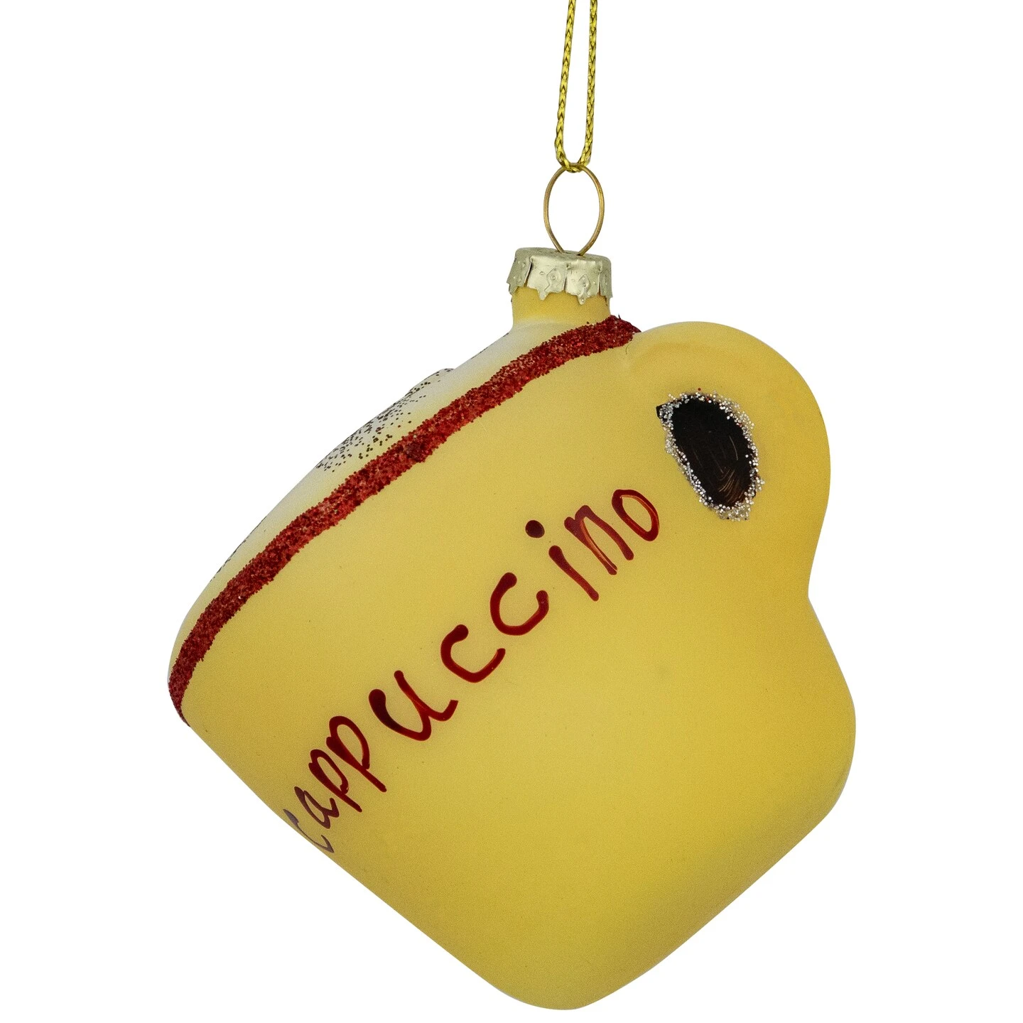 Northlight 4" Glittered Cappucino Glass Christmas Ornament Yellow 6 Northlight 4" Glittered Cappucino Glass Christmas Ornament Yellow - Image 4