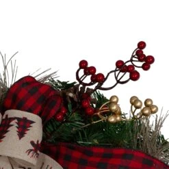Northlight 52" Berries And Bows Artificial Christmas Swag - Unlit Green -Northlight 2306315553983251680