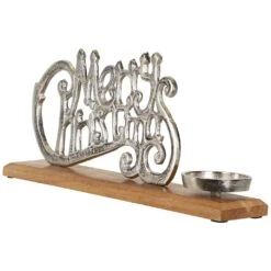 Northlight "Merry Christmas" Metal Sign Votive Candle Holder -15.5" Silver -Northlight 2306331049962104720