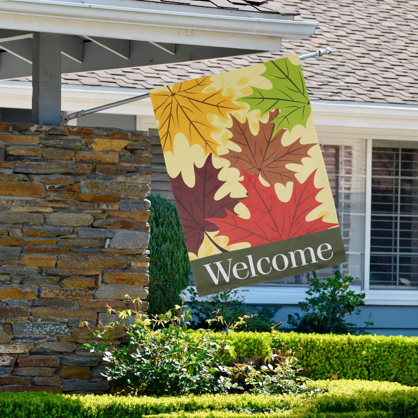 Northlight Red And Yellow Fall Leaves Welcome Outdoor House Flag 28" X 40" Beige 10 Northlight Red And Yellow Fall Leaves Welcome Outdoor House Flag 28" X 40" Beige - Image 8