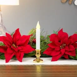 Northlight Flickering LED Window Candle With Timer - 8.5" - White And Brass 14 Northlight Flickering LED Window Candle With Timer - 8.5" - White And Brass -Northlight 2306340344954352080