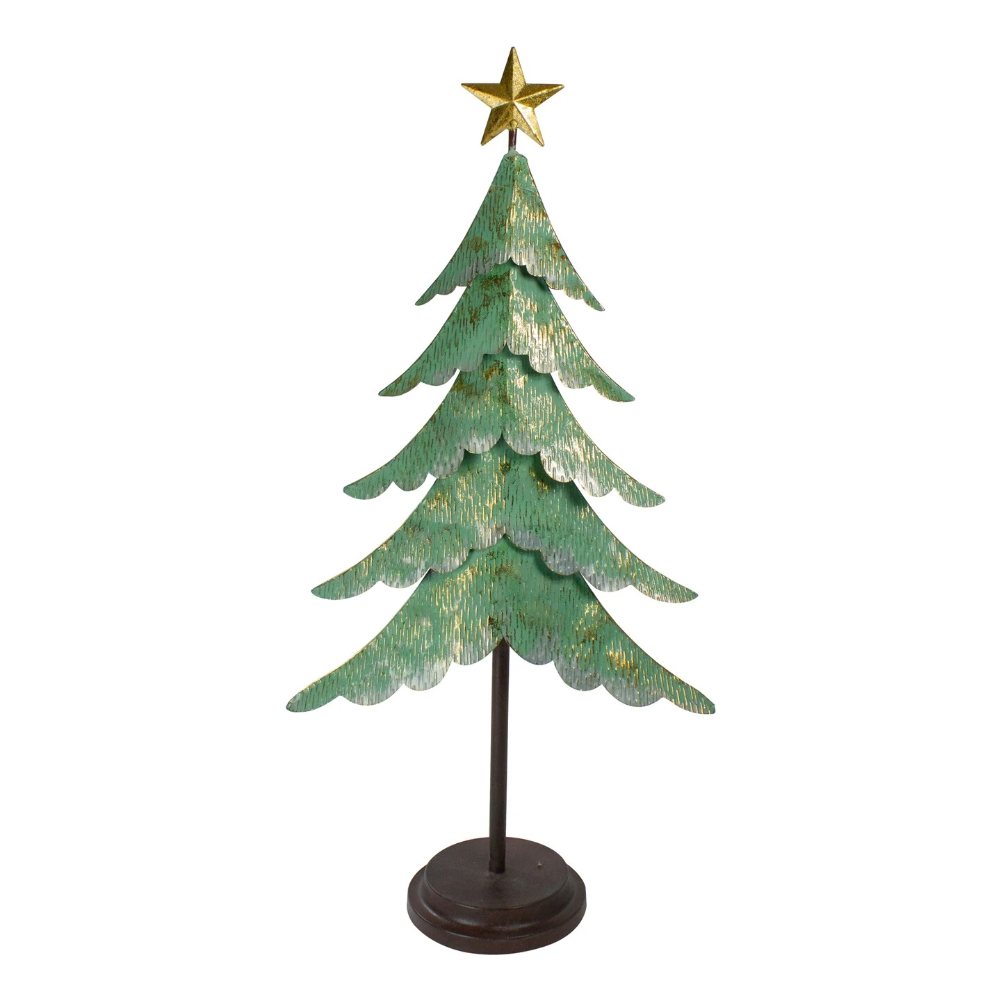 Northlight Rustic Layered Christmas Tree With Star Decoration - 31" - Green And Gold Finish 3 Northlight Rustic Layered Christmas Tree With Star Decoration - 31" - Green And Gold Finish