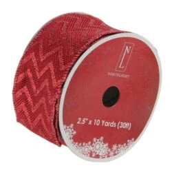 Northlight Wine Red Glitter Chevron Wired Christmas Craft Ribbon 2.5" X 10 Yards