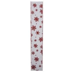 Northlight Club Pack Of 12 White And Red Snowflakes Burlap Wired Christmas Craft Ribbon Spools - 2.5" X 12 Yards -Northlight 2306343817926009504 2