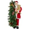 Northlight 48" Musical Santa Claus With Lighted Christmas Tree And Teddy Bear Standing Christmas Figure Red -Northlight 2306343818317128352