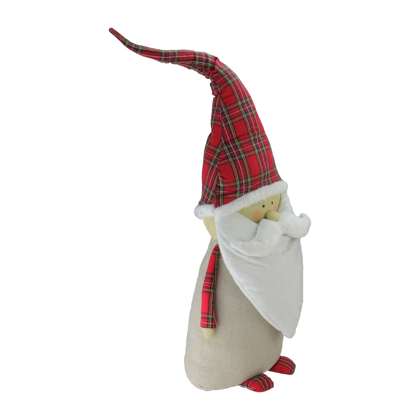 Northlight Santa Claus Gnome With Plaid Hat Christmas Figurine -26" White 5 Northlight Santa Claus Gnome With Plaid Hat Christmas Figurine -26" White - Image 3