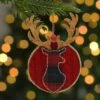 Northlight Cable Knit Plaid Reindeer Christmas Ornament - 6" - Red