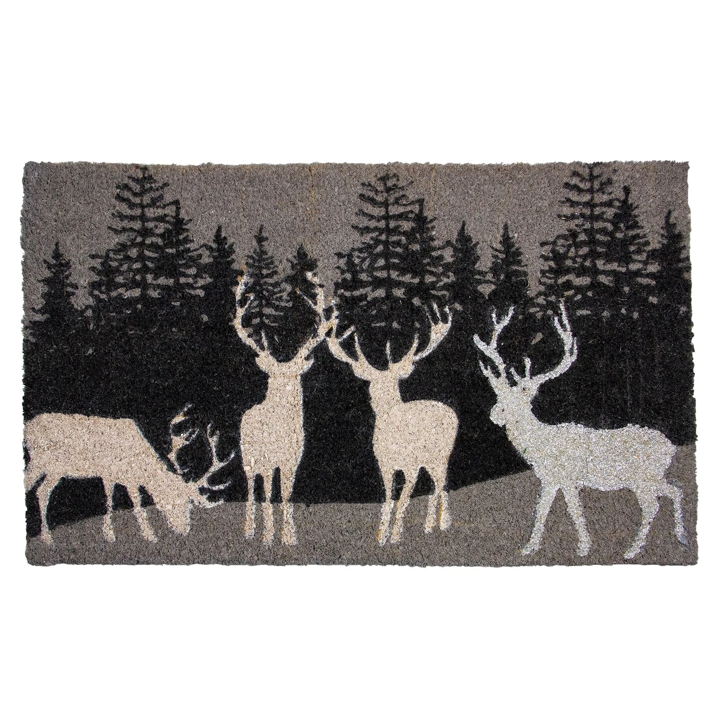 Northlight Natural Coir Rectangular Forest Reindeer Christmas Doormat 18" X 30" Black 4 Northlight Natural Coir Rectangular Forest Reindeer Christmas Doormat 18" X 30" Black - Image 2