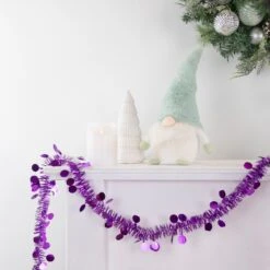 Northlight Tinsel And Polka Dot Commercial Christmas Garland - 50' X 1.5" - Purple - Unlit -Northlight 2306343818508493472