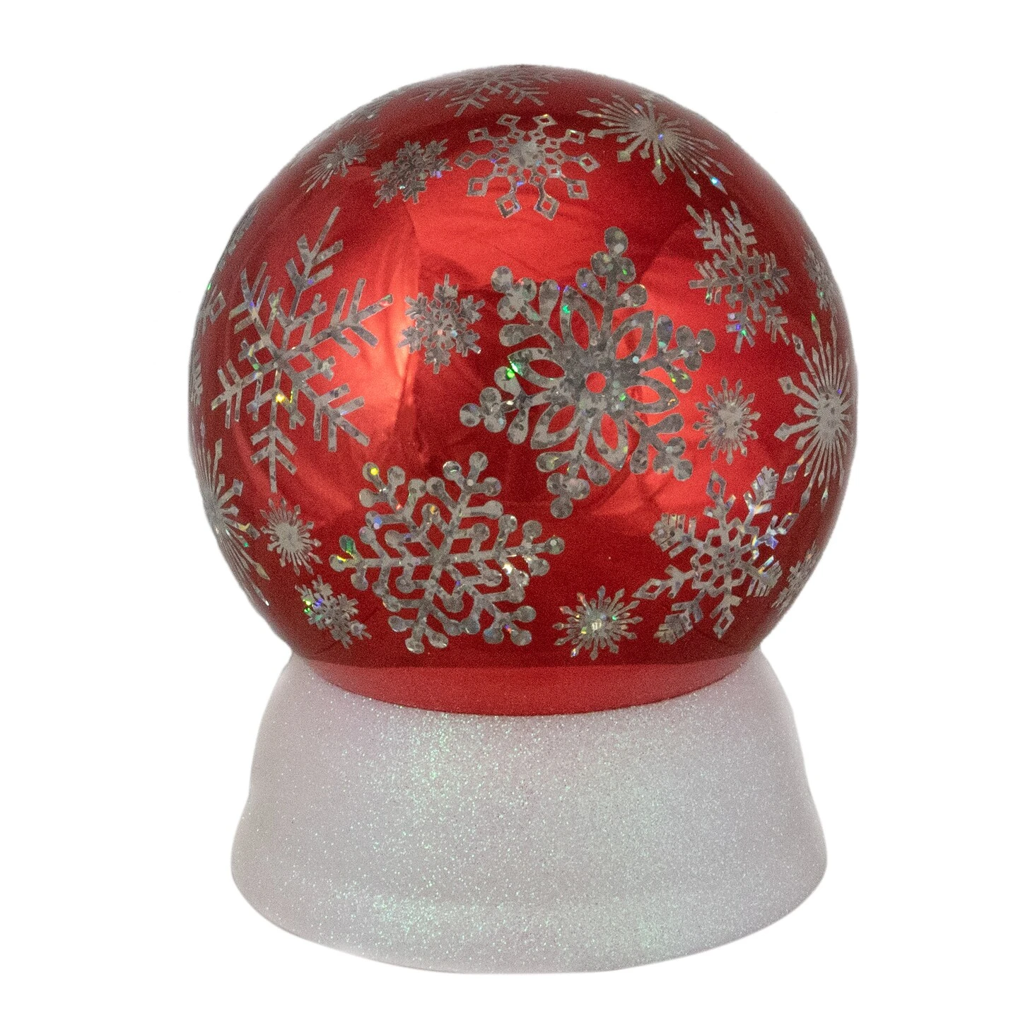 Northlight LED Lighted Shiny Snowflake Water Globe Decoration - 6.5" - Red - Warm White 3 Northlight LED Lighted Shiny Snowflake Water Globe Decoration - 6.5" - Red - Warm White