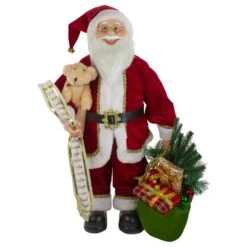 Northlight 2' Standing Santa Christmas Figure With Presents And A Naughty Or Nice List Red -Northlight 2306343818746520224 2