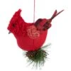 Northlight Burlap Cardinal With Pine Needles And Berries Christmas Ornament - 5.25" - Red