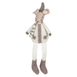 Northlight Plush Sitting Mouse Christmas Figure - 9.5" - Cream White
