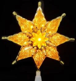 Northlight Mosaic Star Christmas Tree Topper - 8" - Clear Lights Amber -Northlight 2306343819133969056