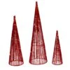 Northlight LED Lighted Glitter Cone Tree Outdoor Christmas Decorations - 23.5" - Set Of 3 Red
