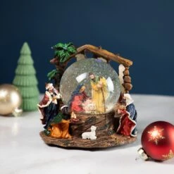 Northlight Holy Family Christmas Nativity Musical Water Globe - 6.75" Brown -Northlight 2306343819545535136