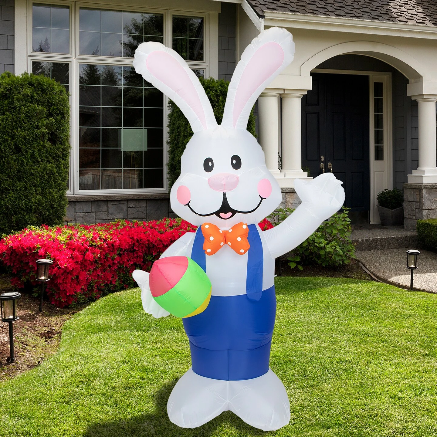 Northlight Inflatable Lighted Standing Easter Bunny With Egg Outdoor Decoration - 7' White 4 Northlight Inflatable Lighted Standing Easter Bunny With Egg Outdoor Decoration - 7' White - Image 2