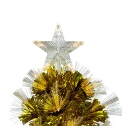 Northlight 3' Pre-Lit Gold Fiber Optic Artificial Christmas Tree, White Lights -Northlight 2306357945778128096
