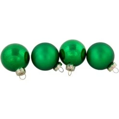 Northlight 2-Finish Christmas Glass Ball Ornaments - 1.75" (45mm) - Green - 10ct -Northlight 2306357946244744416