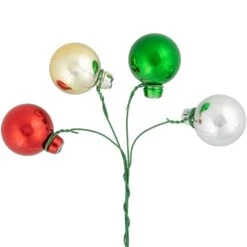 Northlight Shatterproof Ball Ornament Christmas Pick - 6.75" - Traditional Colors Multi -Northlight 2306357946390496480