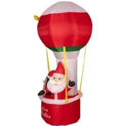 Northlight Lighted Inflatable Feliz Navidad Hot Air Balloon Outdoor Christmas Decoration - 7' Red -Northlight 2306357946415662304