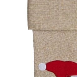Northlight 19" Burlap Skiing Santa With Poles And Snowflakes Christmas Stocking Beige -Northlight 2306357946600015072