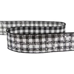 Northlight Black And White Gingham Wired Craft Ribbon 2.5" X 10 Yards -Northlight 2306357946644251872