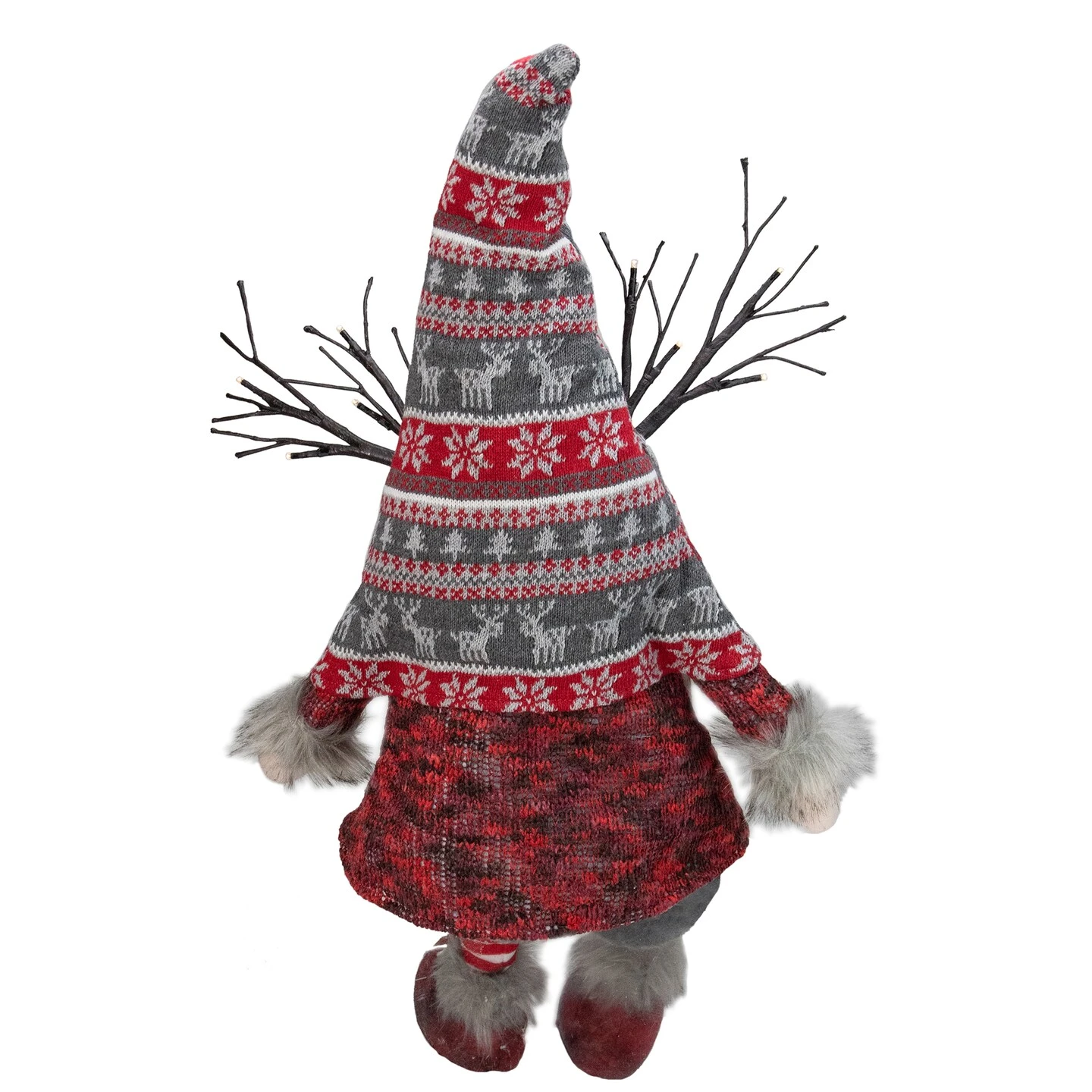 Northlight LED Christmas Gnome With Antlers And Dangling Legs - 30" - Gray And Red 8 Northlight LED Christmas Gnome With Antlers And Dangling Legs - 30" - Gray And Red - Image 6