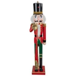 Northlight 36" Red And Green Christmas Nutcracker Soldier With Horn -Northlight 2306357947605599456