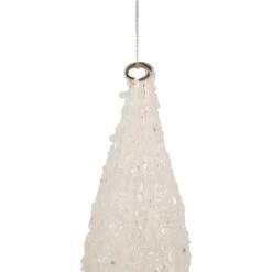 Northlight 9.5" White Beaded Glitter Finial Glass Christmas Ornament -Northlight 2306357947657176288