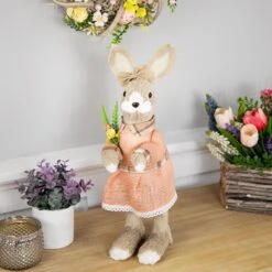 Northlight Rustic Girl Rabbit Easter Figure With Flowers - 15.25" - Beige 12 Northlight Rustic Girl Rabbit Easter Figure With Flowers - 15.25" - Beige -Northlight 2306362565915161616