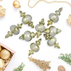 Northlight 8ct Champagne Shiny Finish Shatterproof Finial Christmas Ornaments, 6" Gold 11 Northlight 8ct Champagne Shiny Finish Shatterproof Finial Christmas Ornaments, 6" Gold -Northlight 2306367283435291872