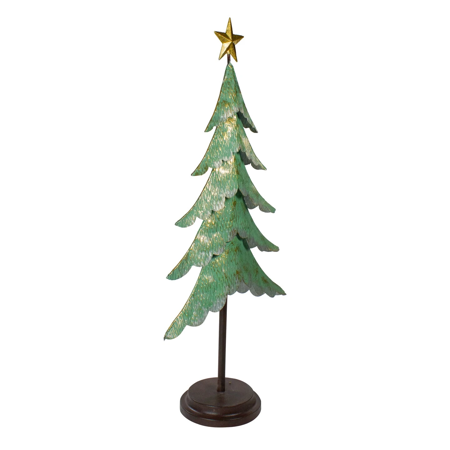 Northlight Rustic Layered Christmas Tree With Star Decoration - 31" - Green And Gold Finish 6 Northlight Rustic Layered Christmas Tree With Star Decoration - 31" - Green And Gold Finish - Image 4