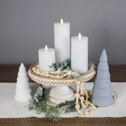 Northlight LED Solid Flameless Flickering Wax Pillar Candles - 8" - White - Set Of 3 12 Northlight LED Solid Flameless Flickering Wax Pillar Candles - 8" - White - Set Of 3 -Northlight 2306367284567950560