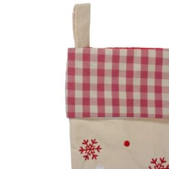 Northlight 16.5" Red And Ivory Embroidered Santa Claus Christmas Stocking With Gingham Cuff -Northlight 2306367284582434016